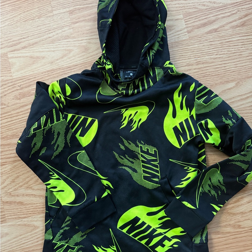 Nike Dri-FIT Black and Neon Green Top
